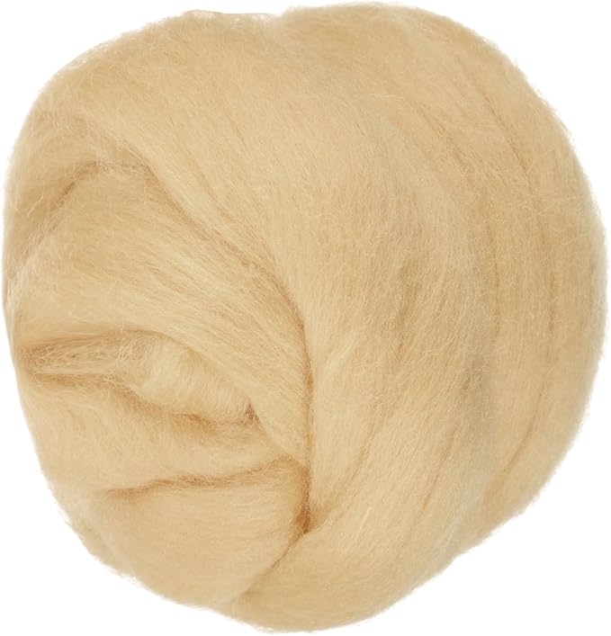 PATIKIL Wool Roving Yarn, 150G/5.3OZ Soft Felting Wool Pure Chunky Roving Yarn Bulk for Needle Felting Knitting Blanket Spinning Weaving DIY Craft, Light Yellow