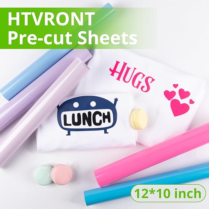 HTVRONT Green Heat Transfer Vinyl Green - 13 Pack HTV Vinyl Sheet 12 Assorted Colors Iron on Vinyl Compatible with Cricut Cutting Machine - Easy to Cut & Weed for Heat Vinyl Design