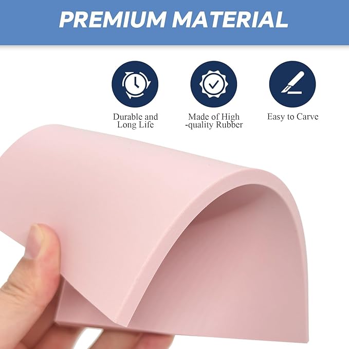 15 Pack 4"x6" Pale Pink Rubber Stamp Carving Blocks Pink Rubber Carving Blocks Linoleum Block for Stamp Maker Printmaking Supplies