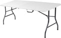 Cosco 6ft Fold-in-Half Blow Molded Folding Table, Indoor/Outdoor, Comfort Handle, Lightweight Plastic Construction - White