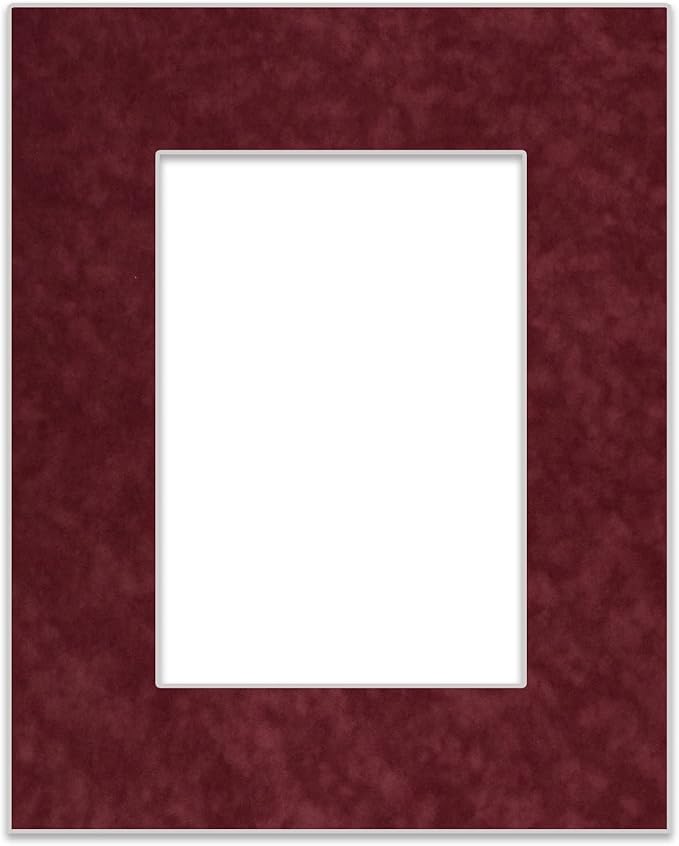 Pack of TEN 11x14 Mats Bevel Cut for 8.5x11 Photos - Acid Free Dark Red Suede Precut Matboards For Pictures, Photos, Framing - 4-ply Thickness