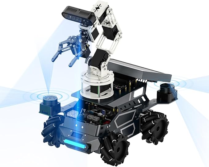 Yahboom ROS2 Robot Kit with Jetson Orin NX 8GB Super Large AI Model with 6DOF Robotic Arm, 7-inch HD Display,AI Voice Interaction Module Support AI Vision App Control