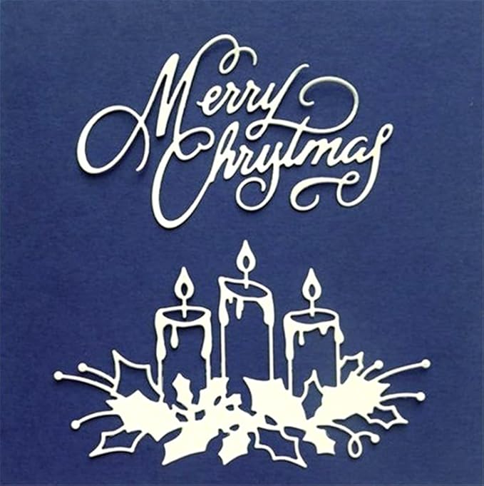 Metal Cutting Dies DIY Merry Christams Embossing Stencil Template Scrapbooking Card Making Mold Photo Album Arts Crafts Tools (3 Pcs Prayer candles-11x6.5cm)