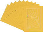Pack of 25 Acid Free 8x10 Mats Bevel Cut for 6x8 Photos - Chamois Yellow Precut Matboards For Pictures, Photos, Framing - 4-ply Thickness