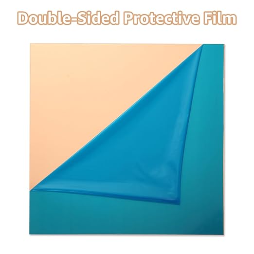 2PCS Pure Copper Sheet 12”x 12”x 0.02”, 24 Gauge(0.5mm) Thickness, 99.9% Cu Metal, Film Attached Copper Plates, Copper Plate Sheet for Crafts DIY Decoration