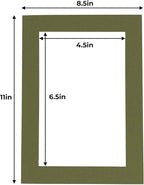 5x7 Mat for 8.5x11 Frame - Precut Mat Board Acid-Free Dill Green 5x7 Photo Matte For a 8.5x11 Picture Frame, Premium Matboard for Family Photos, Show Kits, Art, Picture Framing, Pack of 25 Mats