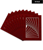 Pack of Ten Acid Free 8x10 Mats Bevel Cut for 5x8 Photos - Bright Red Suede Precut Matboards With Backing Boards and Self Seal Photo Mat Bags For Pictures, Photos, Framing - 4-ply Thickness