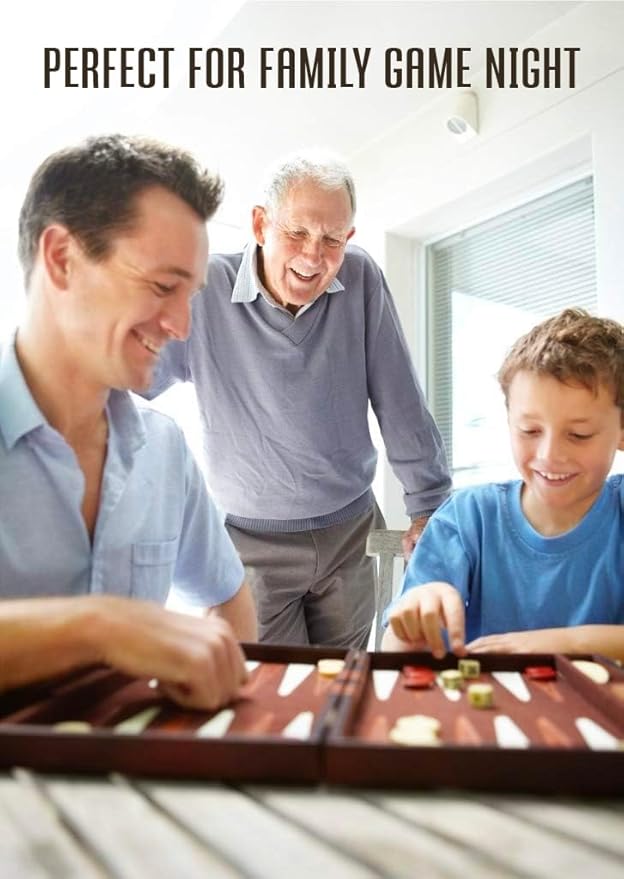 Get The Games Out Backgammon Set, Classic Board Game Case, 2 Players, Includes Strategy & Tip Guide, Perfect for Parties and Family Game Nights - Small, Black