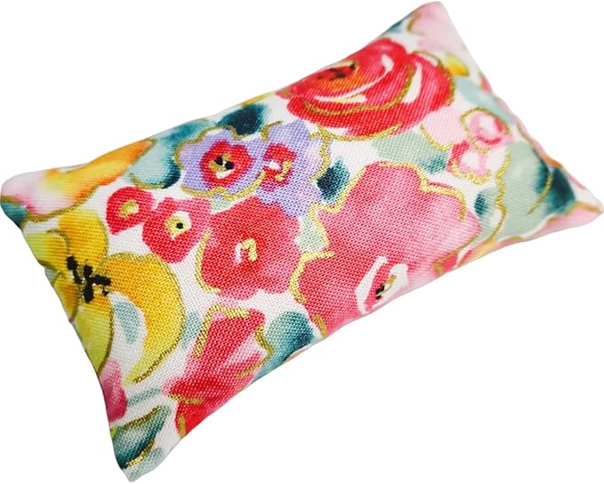 Emery Pincushion for Sewing - Filled with Abrasive Emery Sand - Handmade in USA (2"x3", Pastel Floral on White)