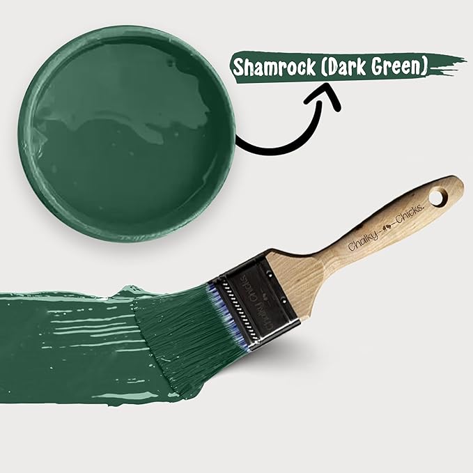 Chalky Chicks All-in-One Chalk Paint for Furniture or Cabinet - 8 Fl Oz - Matte Finish Shamrock (Dark Green) for Metal, Wood Furniture Paint - No Sanding All-in-One for Home Decor & Crafts, USA Made