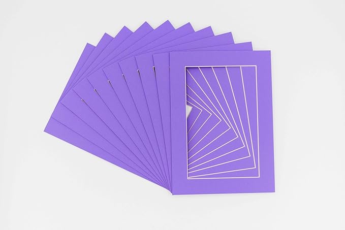 5x7 Mat for 8.5x11 Frame - Precut Mat Board Acid-Free Show Kit with Backing Board, and Clear Bags Light Purple 5x7 Photo Matte Made to Fit a 8.5x11 Picture Frame Matboard for Framing, Pack of 100 Mats