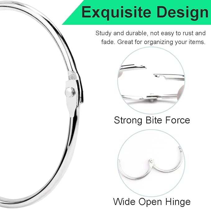 CooBigo 50 Pack Binder Ring, Metal Book Ring Paper Ring Holder 5/8-Inch Loose Leaf Binder Ring Clip for Index Card, Flash Card Ring, Card Calendar, Keychain Key Ring - Bronze