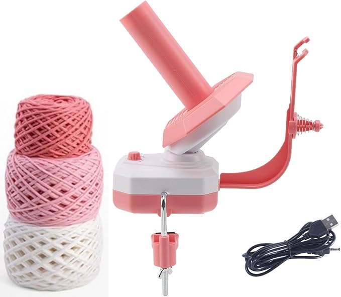 Zjyufy Yarn Winder Electric Yarn Ball Winder for Crocheting, 10oz Large Automatic Yarn Spinner Yarn Cake Winder with Stepless Speed Strong Tension, Pink