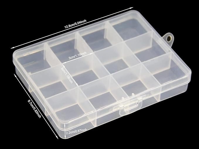 Small Plastic Organizer Box 10 packs12 Grids Clear Storage Container Jewelry Case with Fixed Dividers for Beads Art DIY Crafts Jewelry Fishing Tackles 5.04 * 3.82 * 0.87 inches