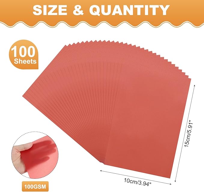 MECCANIXITY 100 Sheet Colored Vellum Paper 4" x 6", 100gsm Translucent Printable Vellum Sheets for Printing Wedding Invitations Inkjet Laser Printer, Deep Red