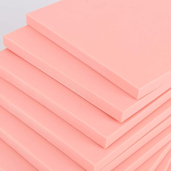 ZOENHOU 5 PCS 8.3 x 11.8 Inch Pink Large Rubber Stamp Carving Linoleum Blocks, Rectangle Creative Speedy Carve Block Engraving Crafts