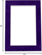 Pack of TEN 11x14 Mats Bevel Cut for 8.5x11 Photos - Acid Free Purple Crocus Suede Precut Matboards For Pictures, Photos, Framing - 4-ply Thickness