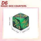 uxcell 24Pcs Magic Dice Counters, Acrylic D6 Life Token Dice Set with Pouch for Standard Cards Gaming Accessories, Green & Black