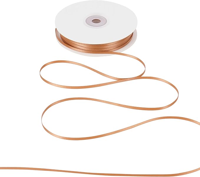 HUIHUANG 1/8" Terracotta Satin Ribbon Small Thin Ribbon for Crafts Gift Wrapping DIY Bows Decoration Sewing and Invitation Card Hanging Tags-100 Yards