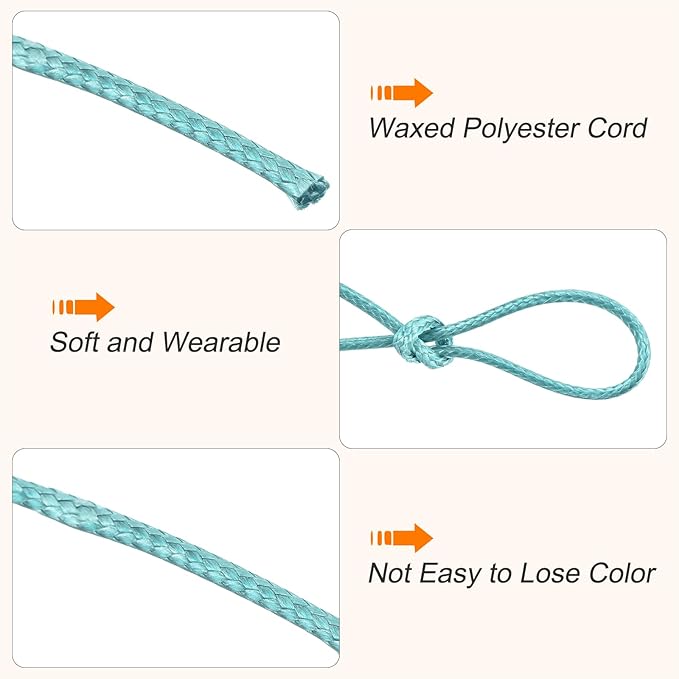 MECCANIXITY Waxed Cord 1.5mm Waxed Polyester Cord 175 Yard Wax String for Bracelet Making,Necklaces, Beading,Jewelry Making and DIY Crafts(Blue)