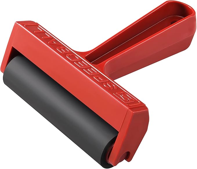 Speedball 4-Inch Hard Rubber Brayer - Pop-in Roller for Block Printing, Printmaking, and Ink Applications