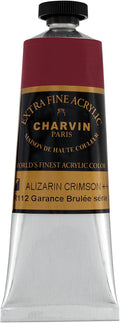 Charvin Extra Fine Professional Acrylic Paint - Alizarin Crimson, 150ml Tube, Triple-Milled, Lightfast Pigments, Open Stock Artist Acrylic Paints in Nature-Inspired Hues