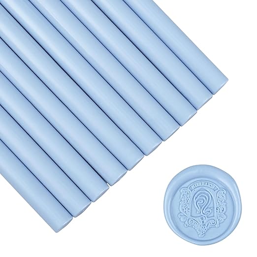 Glue Gun Sealing Wax Sticks for Wax Seal Stamp -Dusty Blue, Great for Wedding Invitations, Cards Envelopes, Snail Mails, Wine Packages, Christmas Gift Ideas, Pack of 10