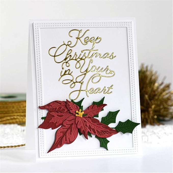 Cutting Dies Metal Stencils Scrapbooking Tools DIY Embossing Template for Paper Card Making Album Arts Crafts Supplies (Christmas Flower-10x10cm)
