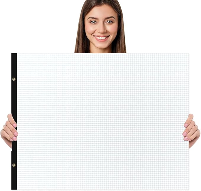 (2-Pack) Large Engineering Graph Paper - 22" x 17" Grid Paper, 100 Sheets/200 Pages, 4"x4" Grid Pad, Giant Drafting Pad Sketching Graph Paper for Engineer Architect Designer Mathematician Draftsman