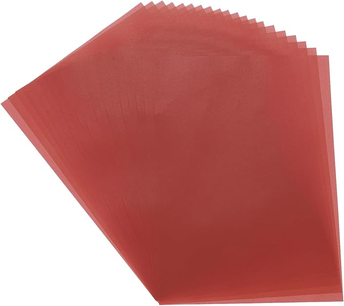 MECCANIXITY Colored Vellum Paper, 40 Sheet Red Transparency 11.7 x 8.2 Printable Vellum Paper, Translucent Vellum Sheets for Printing Wedding Invitations, Ink Jet Laser Printer