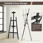 Adjustable Black Wooden Painting Easel, Pine Art Easel Stand Hold up to 43'', Painting Canvas for Wedding Sign and Poster, Drawing for Adults, Begginners and Students, Black