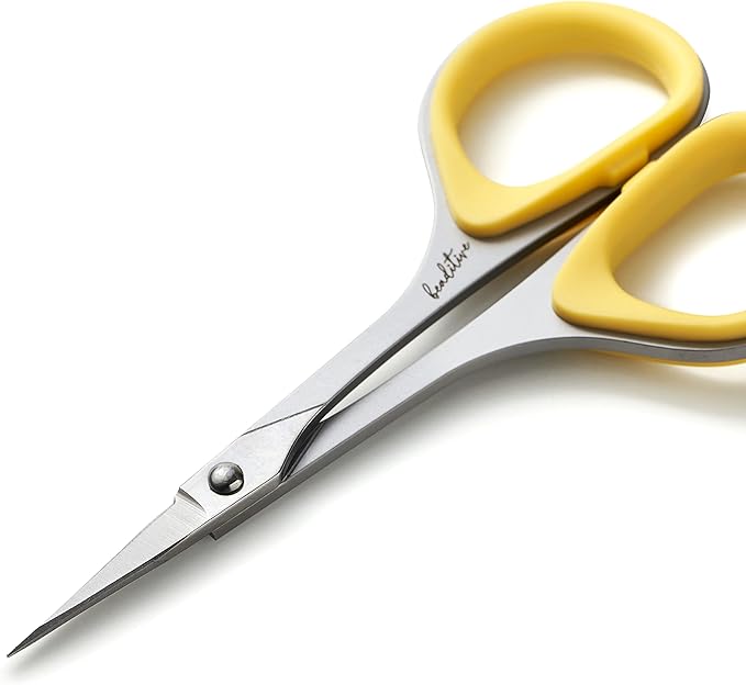 Beaditive Sewing and Embroidery Scissors Set (2 pcs) Curved and Straight, Sharp, Stainless-Steel Design | Precision Tips, Ergonomic Rubber Handle Grip | Small, Compact DIY Use (Extra Sharp)