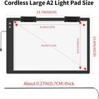 Rechargeable A2 Light Box (23.7"x15.8"), 3-Color Light LED Light Pad for Tracing, Large Diamond Painting Light Board, 6 Levels/Stepless Dimming Light Table for Drawing, Sketching, Animation