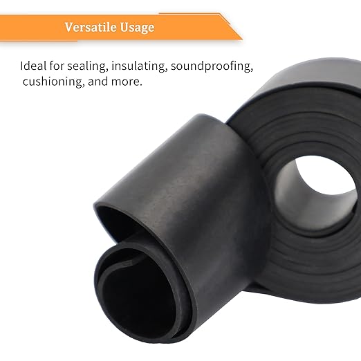 DOBTIM Neoprene Rubber Sheet Rolls 1/16 (.062)" Thick X 12" Wide X 5' Long, Solid Rubber Strips Use for Gaskets DIY Material, Supports, Leveling, Sealing, Protection, Abrasion, Flooring, Black