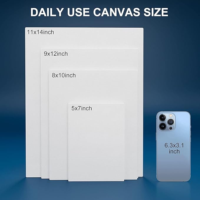 Canvas Panels 5x5 Inch 24-Pack, 10 oz Primed 100% Cotton White Blank Small Canvases for Painting, Square Flat Canvas Board for Oil Acrylics Watercolor & Tempera Paints