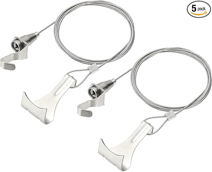 uxcell 5Pcs Picture Hanging Wire Kit, 2 m x 1.5 mm Heavy Duty Picture Hangers Adjustable Wire Rope with S-Hooks and Loop, Load 35kg/77.1 lbs for Hanging Mirrors Light Lamp Artwork
