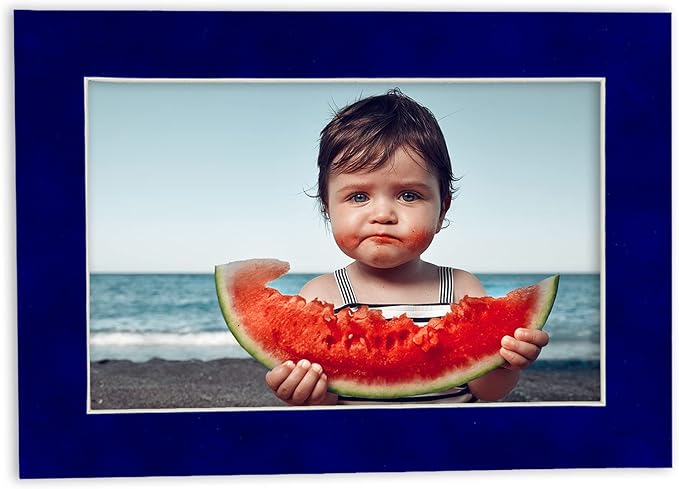 Pack of 25 Acid Free 11x14 Mats Bevel Cut for 8.5x11 Photos - Royal Blue Suede Precut Matboards With Backing Boards and Clear Photo Mat Bags For Pictures, Photos, Framing - 4-ply Thickness