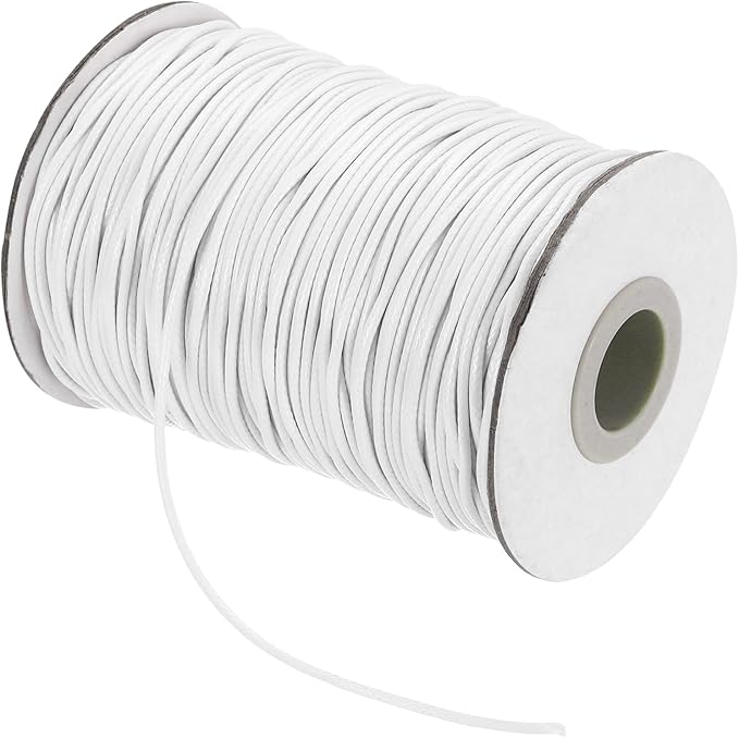 MECCANIXITY Waxed Cord 1.5mm Waxed Thread 87 Yard Wax String Leather Cord for Bracelet Making, Necklaces, Beading, Jewelry Making and DIY Crafts(White)