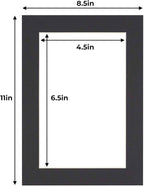 5x7 Mat for 8.5x11 Frame - Precut Mat Board Acid-Free Black 5x7 Photo Matte Made to Fit a 8.5x11 Picture Frame, Premium Matboard for Family Photos, Show Kits, Art, Picture Framing, Pack of 25 Mats