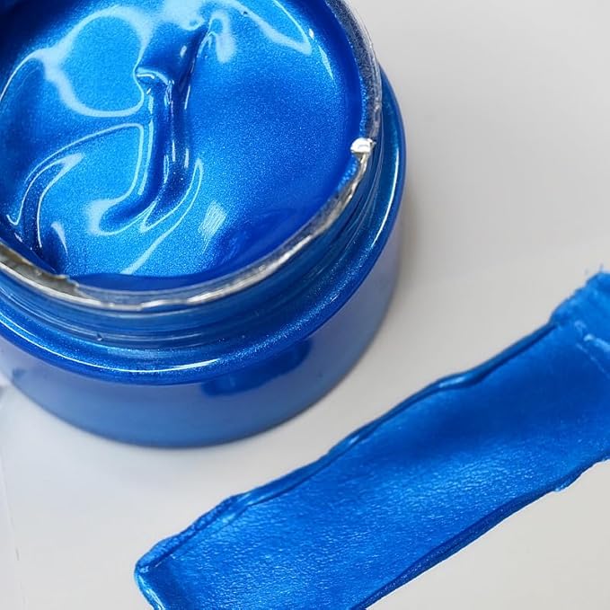 Shimmer Metallic Acrylic Paint Metallic Chalk Paste 1.7oz/50ml, Ideal for Wood/T-Shirts/Glass/Stone, DIY Crafts Projects Glitter Pearlescent Blue Golden Pigment Suitable for Beginners Artists