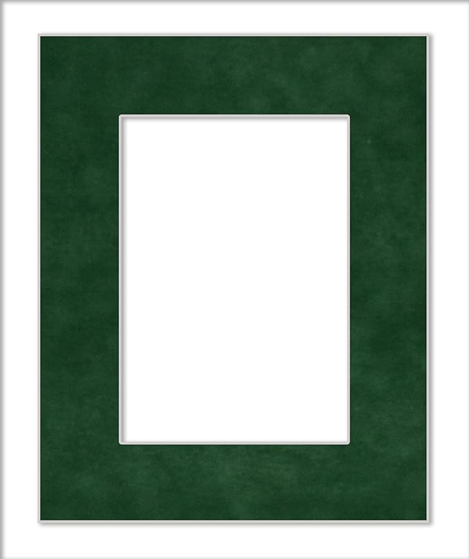 Poster Palooza 8.5x11 Mat Bevel Cut for 7x9 Photos - Acid Free Green Suede Precut Matboard - For Pictures, Photos, Framing - 4-ply Thickness
