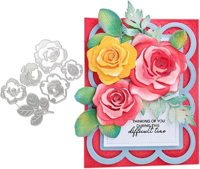 Cutting Dies Metal Stencils Scrapbooking Tools Flowers Lace Frame DIY Embossing Template for Paper Card Making Album Arts Crafts Supplies (Layer Flower B-14.5x10.3cm)