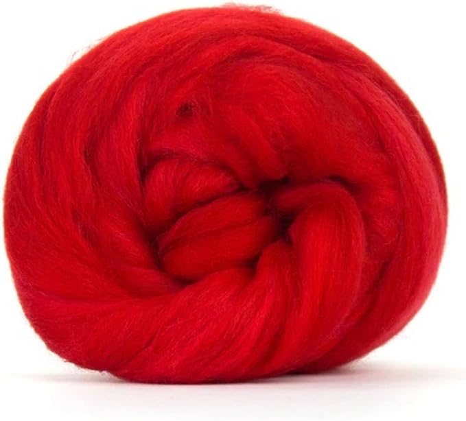Revolution Fibers Merino Wool Roving | Premium Combed Wool Top | 22 Micron, Perfect for Felting Projects, Spinning, Wall Hangings and Tapestry (Scarlet)