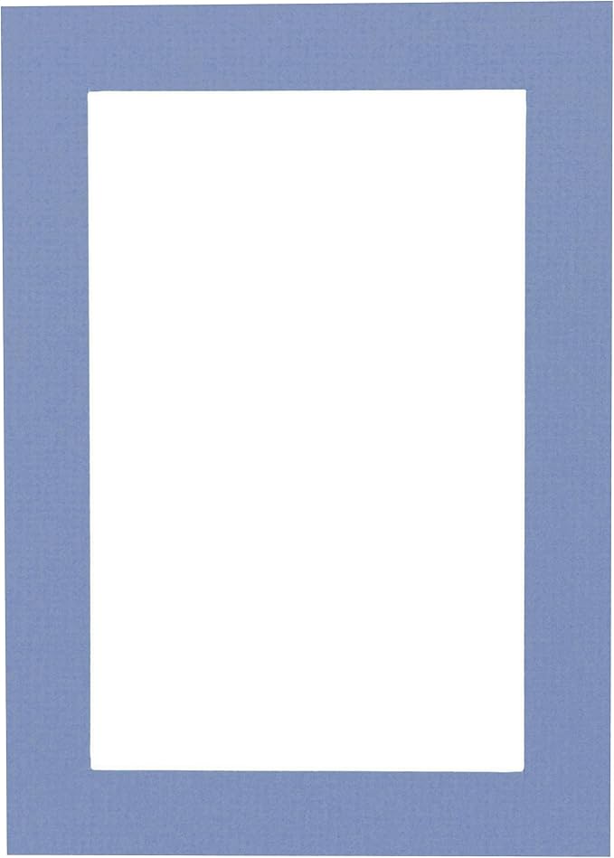 8x10 Mat Bevel Cut for 6x8 Photos - Acid Free Brittany Blue Precut Matboard With Backing Board and Crystal Clear, Self Seal Photo Mat Bag - For Pictures, Photos, Framing - 4-ply Thickness
