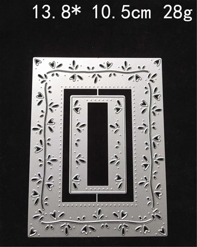 Cutting Dies Metal Stencils Scrapbooking Tools Flowers Lace Frame DIY Embossing Template for Paper Card Making Album Arts Crafts Supplies (Rectangle Love line frame-13.8x10.5cm)