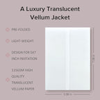 Puremigo 30 Pack Luxury Pre-Folded Vellum Jackets for 5x7 Invitations - Vellum Paper 5x7 Jackets - 115GSM Vellum Wedding Invitations Wraps - Transparent Wedding Invitations Jacket