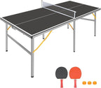 4.5FT/6FT/8FT Mid-Size Table Tennis Table Ping-Pong Table Set Foldable & Portable Table Indoor Outdoor for Family Game