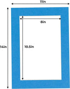 11x14 Mat for 8.5x11 Photo - Precut Bay Blue Picture Matboard for Frames Measuring 11 x 14 Inches - Bevel Cut Matte to Display Art 8.5 x 11 Inches - Acid Free ONE MAT with Backing Board & Clear Bag