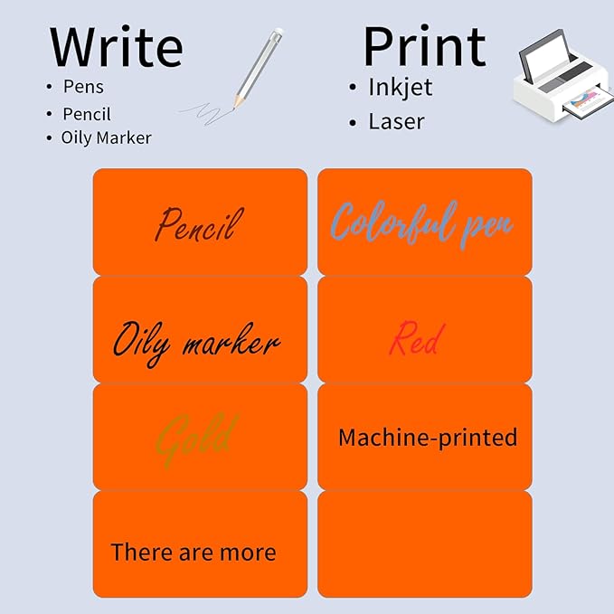 STARLIBOO 2" x 4" Colored Labels Stickers Fluorescent Bright Moving Labels for Laser/Inkjet Printer, Permanent Adhesive
