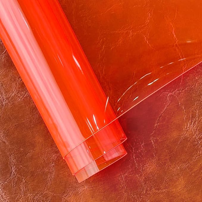 HYANG Tomato Transparent PVC Super Clear Holographic Vinyl Faux Leather Sheets 1 Roll 12" x 47" (30cm x 120cm) for DIY Bows Earrings Bags DIY Crafts Making